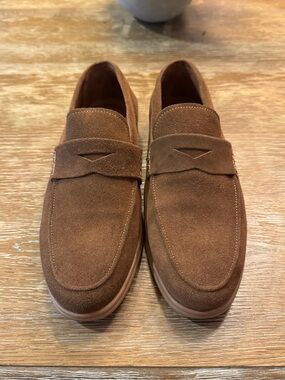 Men's Suede Penny Loafers in Brown